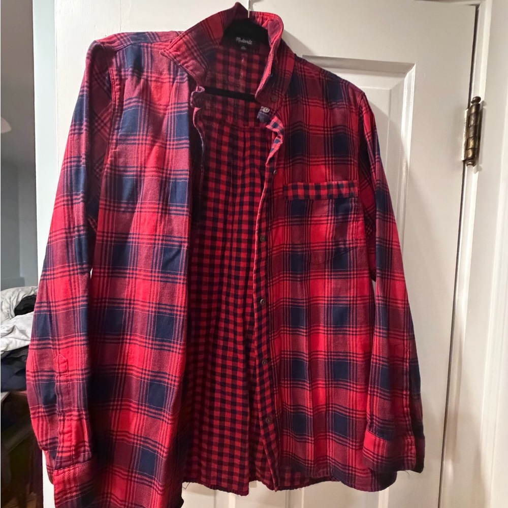 Madewell Red and Blue Plaid Button Down Shirt